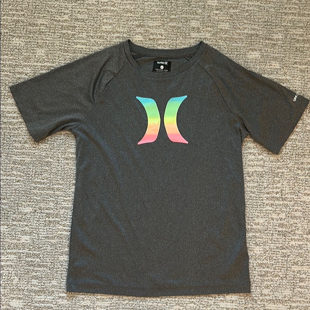 Hurley Gray Rash Guard with Colorful Logo